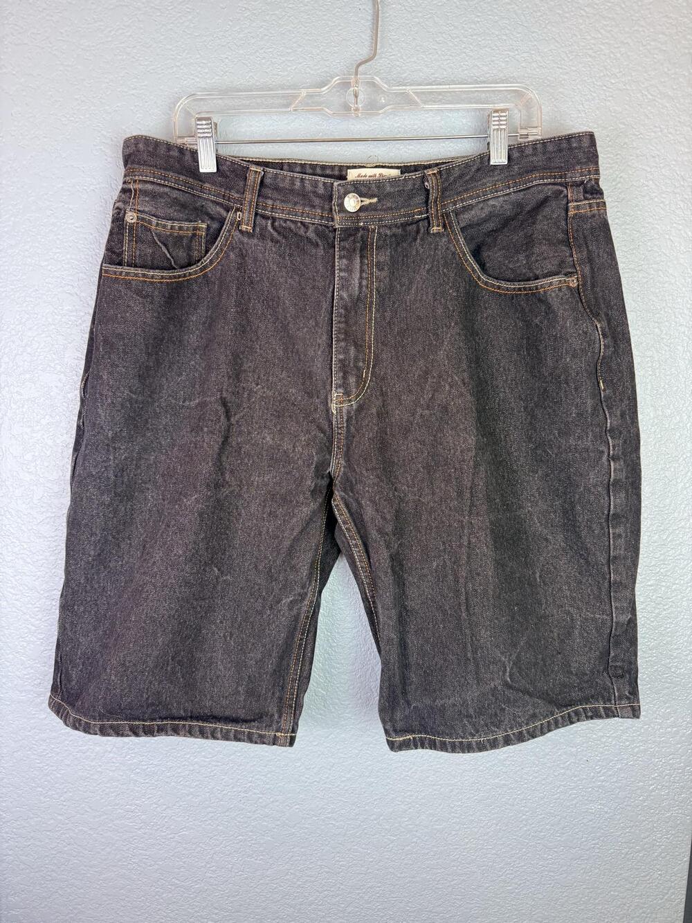 Ablanche Bermuda Shorts Mens 40 Gray Charcoal Denim 5 Pocket Zip Fly Casual